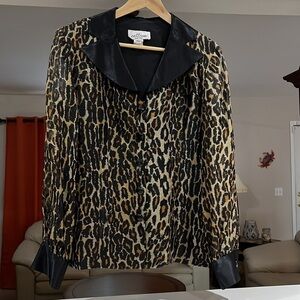 Cattiva New York Silk Cheetah Print Button Front Blouse Size 12